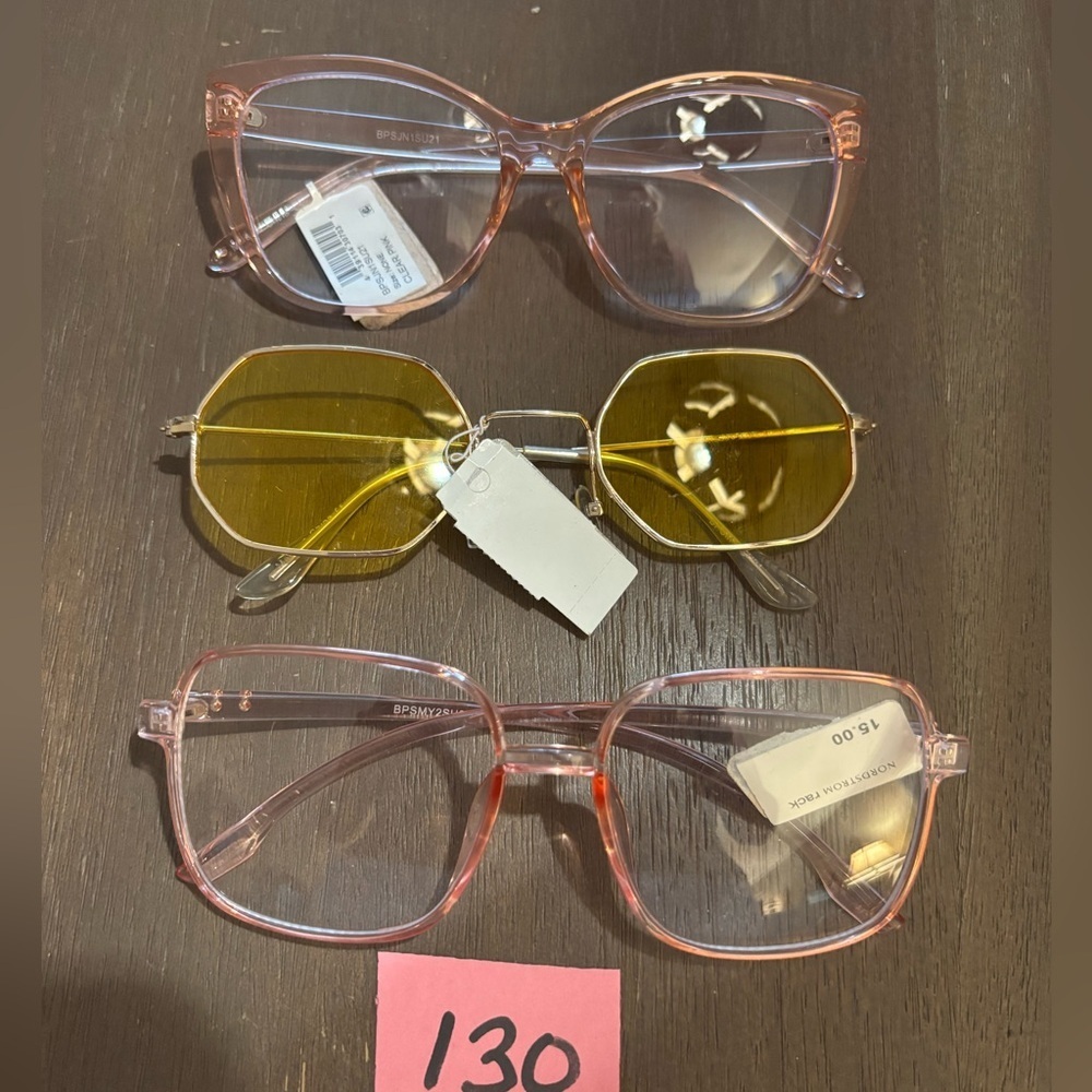 Lot of 3 prs of Stylish Fashion Eyewear/ sunglasses Set - Pink, Brown, Black New